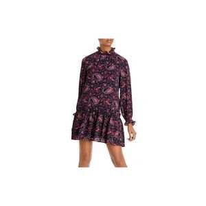 NWT LA VIE BY REBECCA TAYLOR Womens Navy Long Sleeve Mini Party Shift Dress S